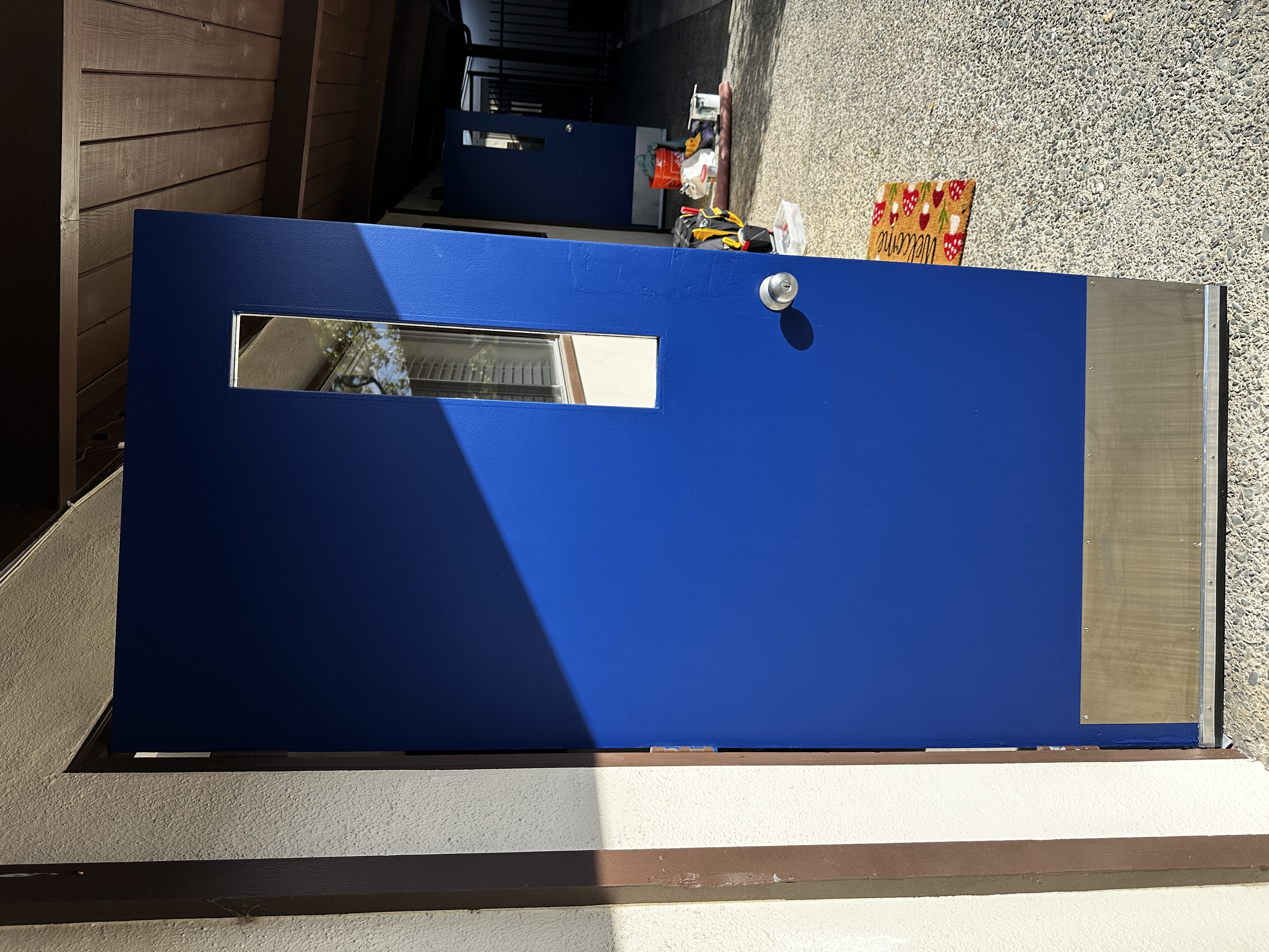 Vibrant blue exterior door